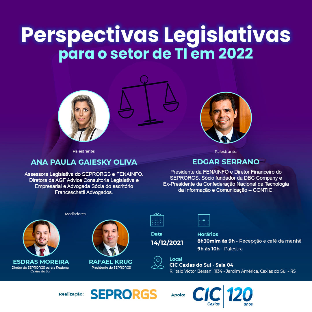 FENAINFO e SEPRORGS debatem sobre as perspectivas legislativas para o setor de TI em 2022